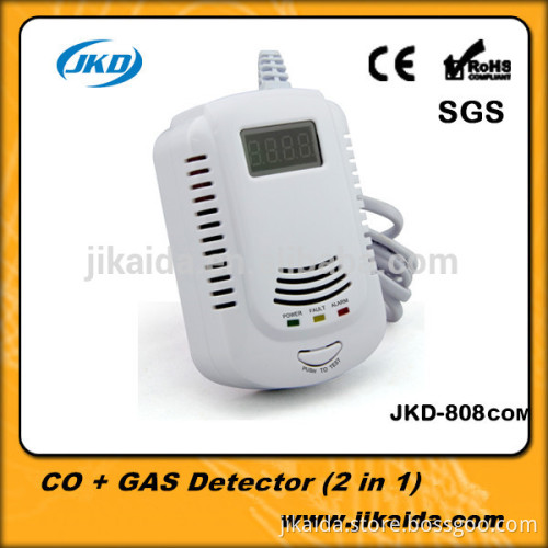 LCD display combo co and gas detector with human vioce prompt